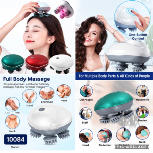 Smart Scalp Massager Electric Head Massager with Red Light Therapy 4 Rotating Silicone Heads 360° Massage IPX7 Waterproof USB Rechargeable Stress Relief Massager by Aisidi